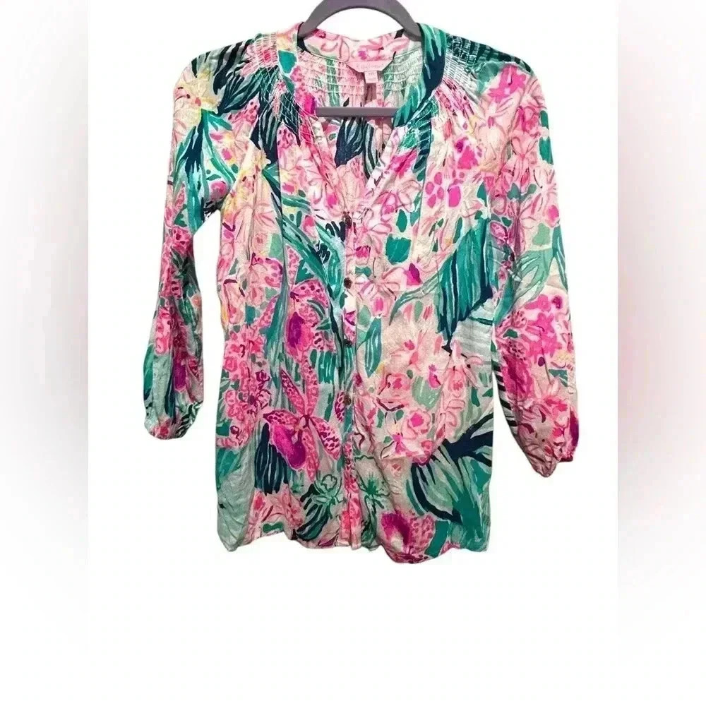 Lilly Pulitzer Floral Blouse size XXS / XS